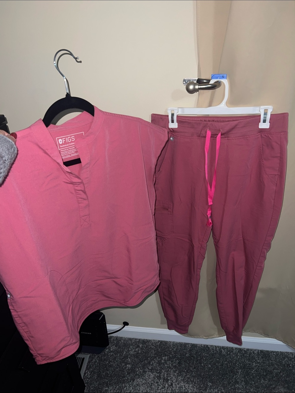 FIGS Women's Breast Cancer Pink Jogger Pants with Matching Scrub Top